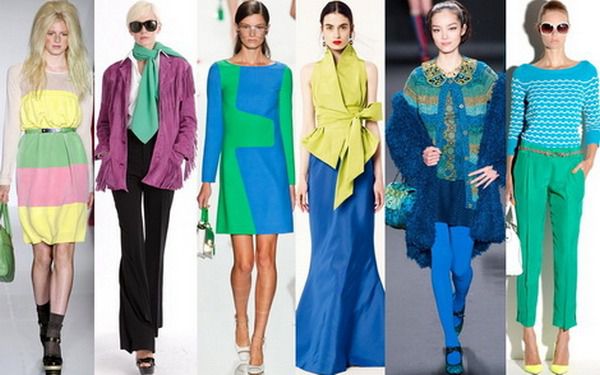 Сочетание зеленого с голубым в одежде